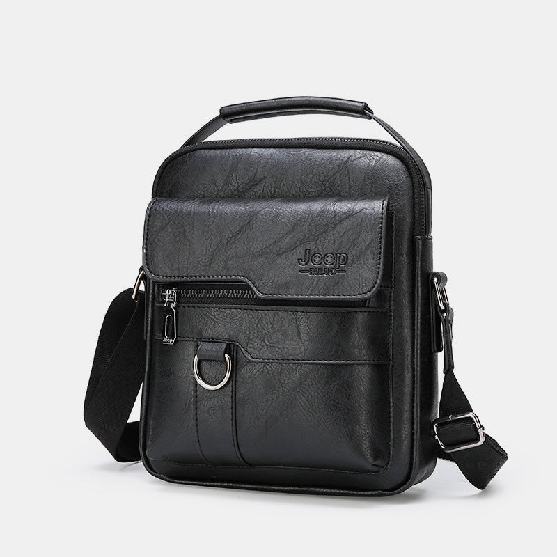 Men's Leather Backpack Lightweight Soft PU Messenger Bag Classic Slim Business Briefcase Messenger Bag