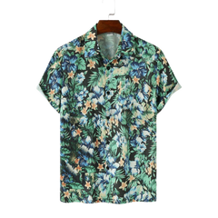 Men Allover Floral Print Hawaiian Plants Paradise Short Sleeve Shirts