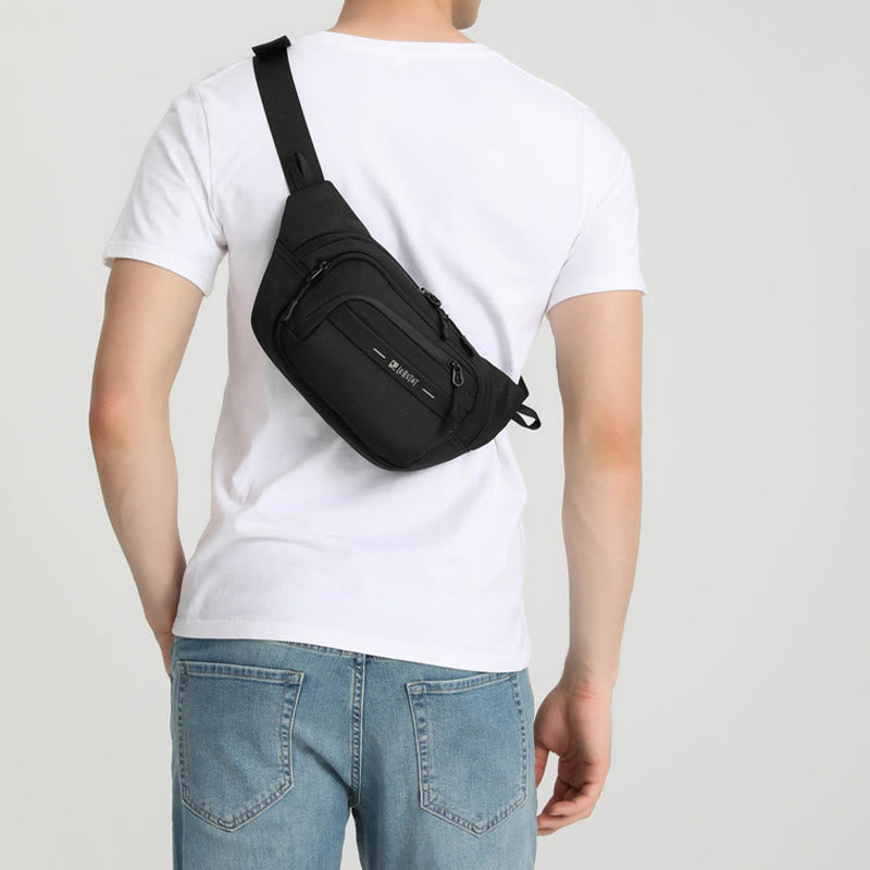 Men's Portable Waist Bag Simple Casual Adjustable Large Capacity Waterproof Belt Messenger Bag