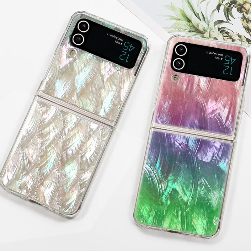 Galaxy Z Flip Case Clear Design Pattern Glitter Aesthetic Phone Case