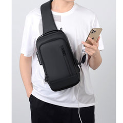 Multifunctional Business Small Shoulder Bag Rechargeable Anti-theft Combination Lock Motorcycle Chest Bag