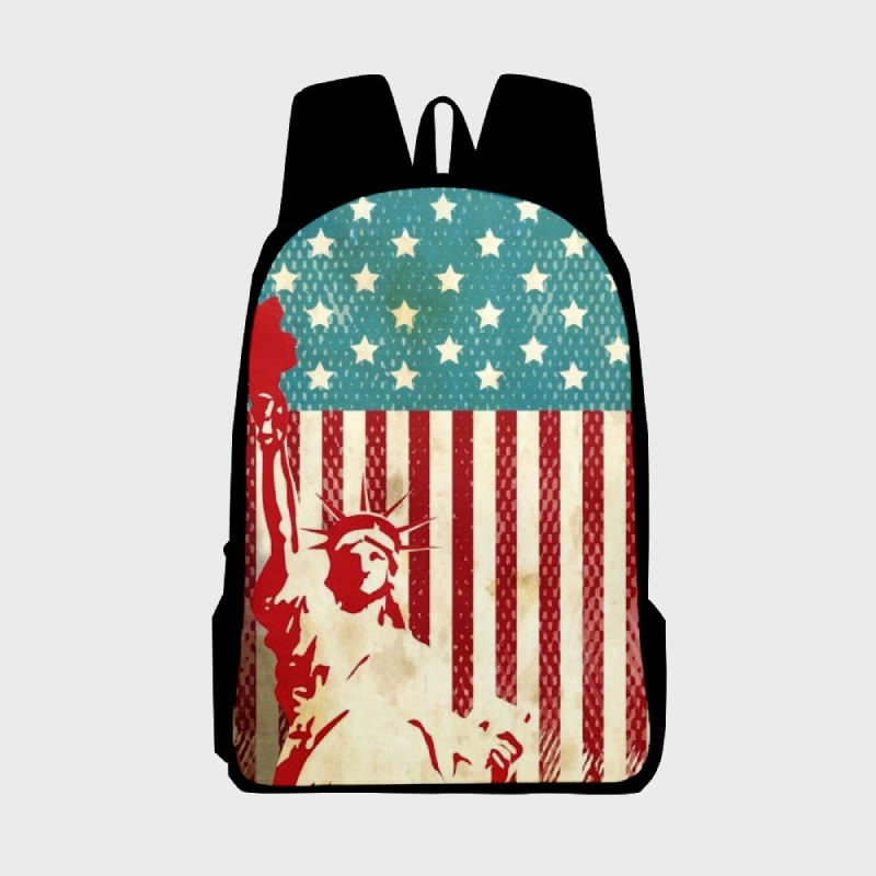 Suitable for Teenagers American Flag Print Backpack Travel Hiking Camping Backpack