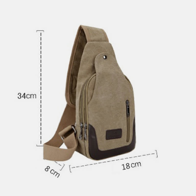 Men's Small Hiking Canvas Messenger Bag Outdoor Travel Camping Chest Bag Day Bag