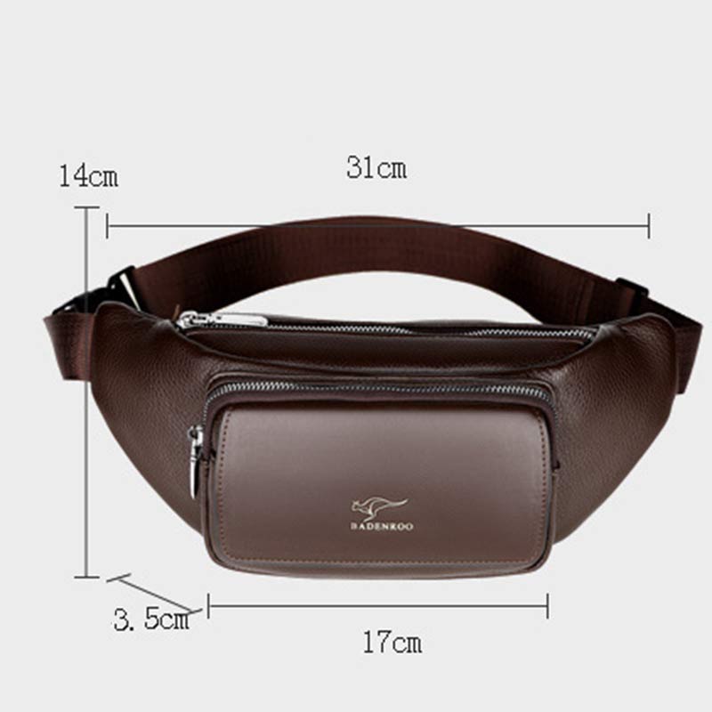 Men's Luxury Genuine Leather Retro Large Capacity Messenger Waist Bag Business Waist Bag