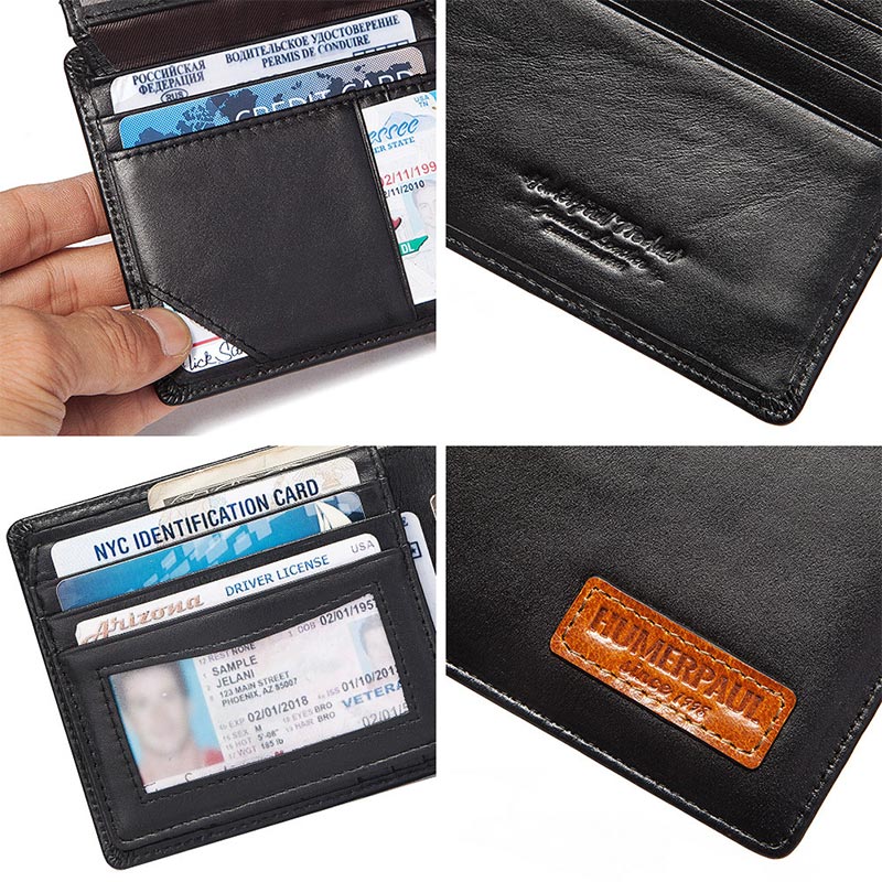 Bifold Airtag Wallet with RFID Men's Leather Shield Anti-Theft Wallet