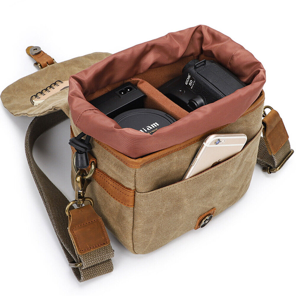 Camera Bag Case Canvas Compatible for Nikon Canon Camera Shoulder Crossbody Bags