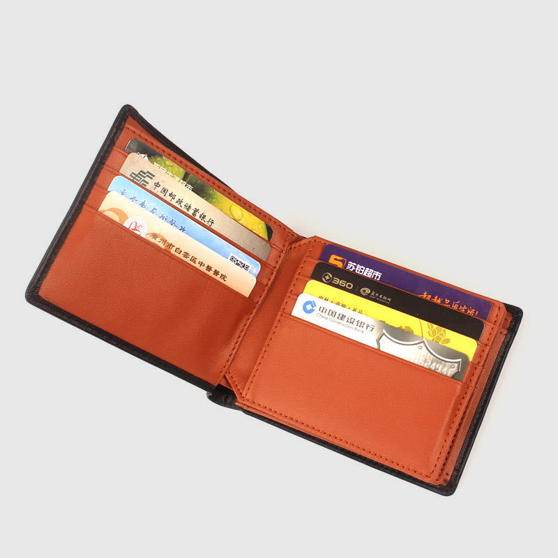 Men RFID Genuine Leather Multiple Card Slot Purse Wallet