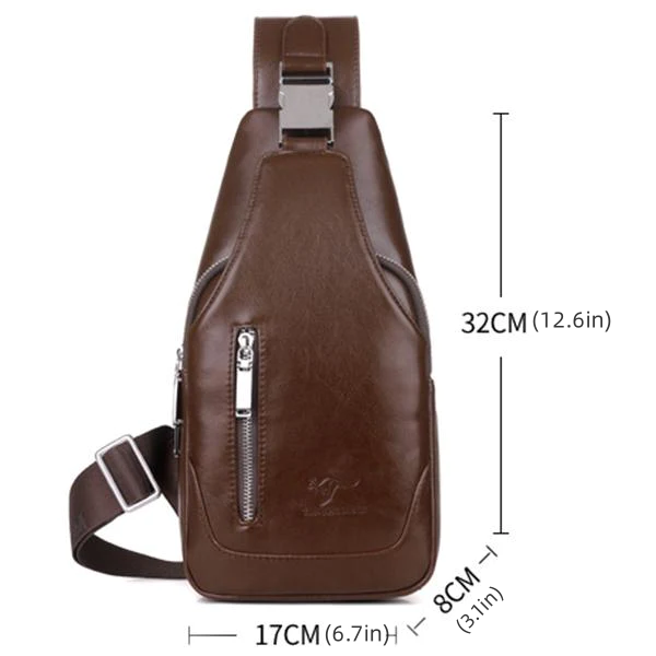 Men's Anti-theft Dual Compartment PU Leather Messenger Shoulder Bag