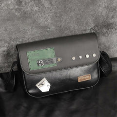 Men's Rivet Handbag PU Vintage Leather Messenger Bag Small Shoulder Bag