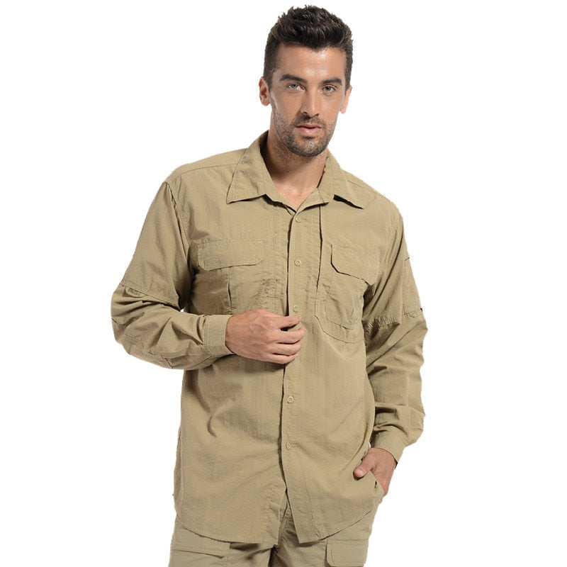 Men's Long Sleeve Shirt Breathable Quick Dry Cargo Shirt