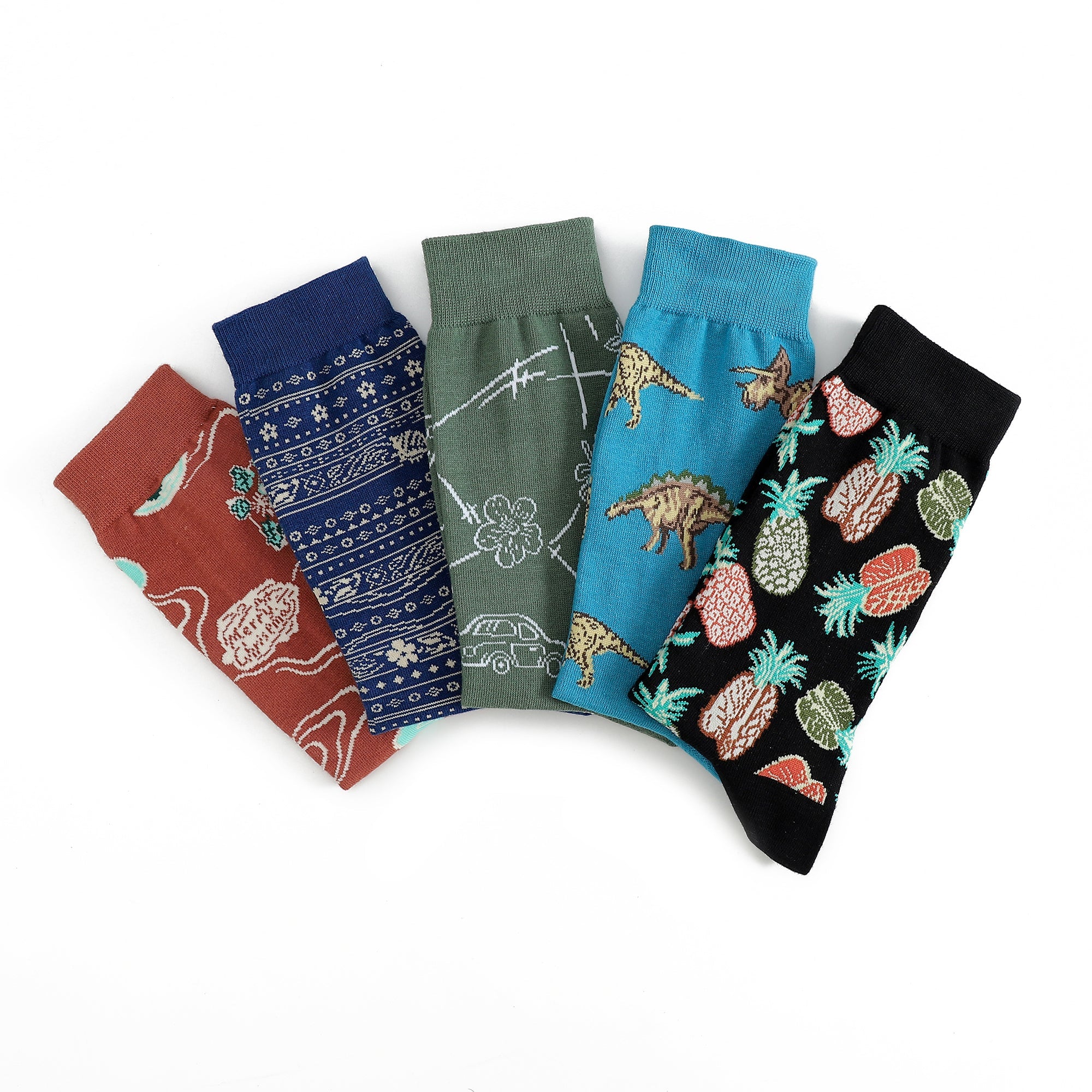 Pineapple Print Black Men and Women Socks