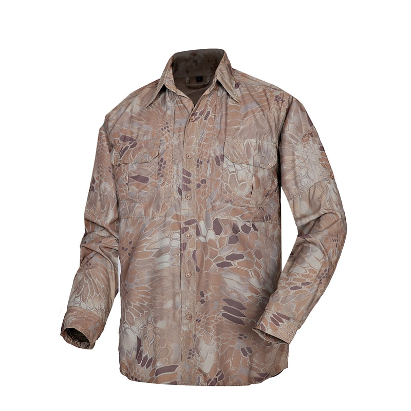 Men's Tactical Shirt Military Camouflage Long Sleeve Fast Dry Lightweight Outdoor Jacket Shirt