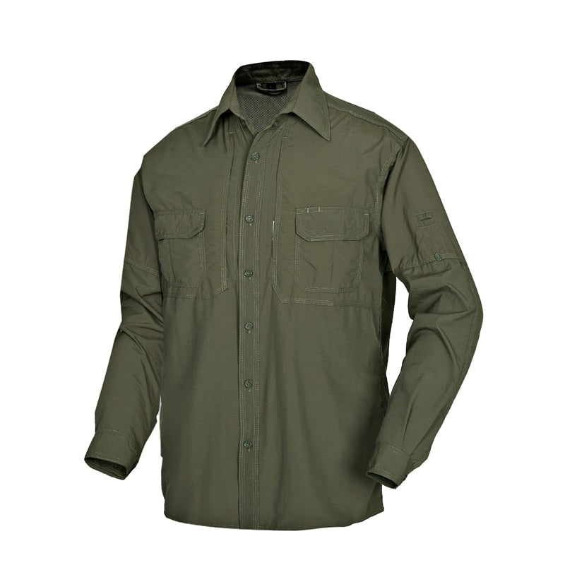 Men's Tactical Shirt Military Camouflage Long Sleeve Fast Dry Lightweight Outdoor Jacket Shirt
