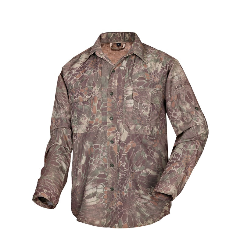 Men's Tactical Shirt Military Camouflage Long Sleeve Fast Dry Lightweight Outdoor Jacket Shirt