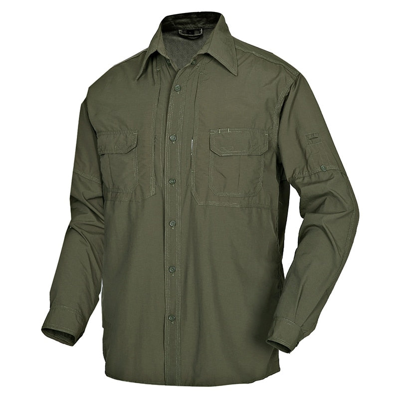 Men's Tactical Shirt Military Camouflage Long Sleeve Fast Dry Lightweight Outdoor Jacket Shirt