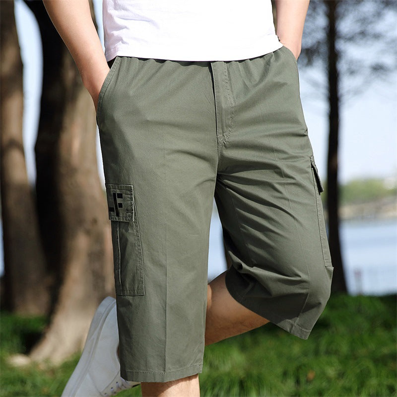 Men's Summer Casual Sports Capri Pants Pure Cotton Outdoor Overalls Shorts