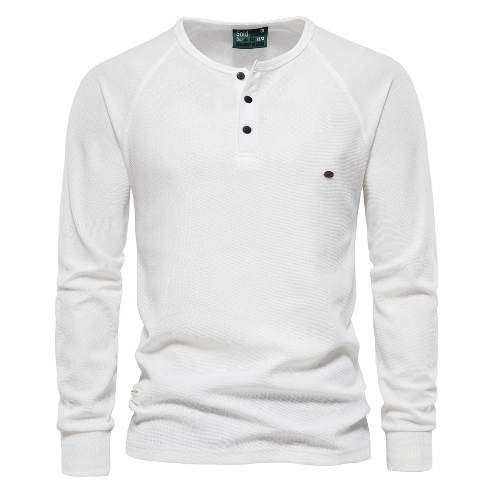 Men's Bottoming Shirt Henley Collar Long Sleeve T-Shirt