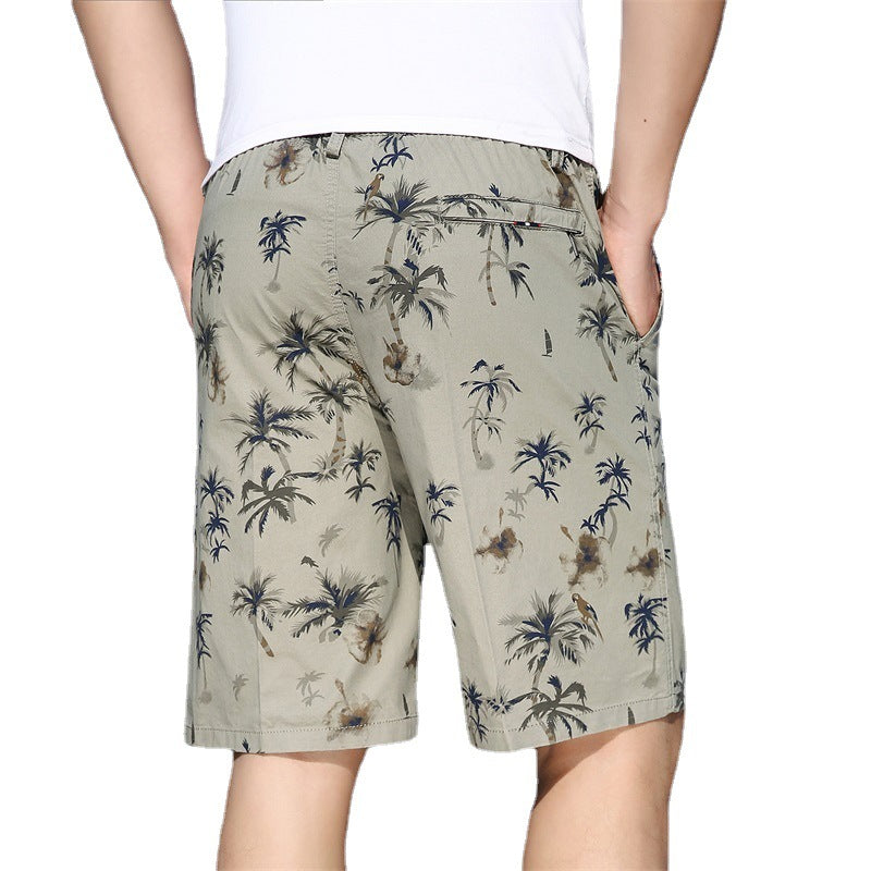 Men's Printed Overalls Shorts Outdoor Casual Five-point Beach Shorts