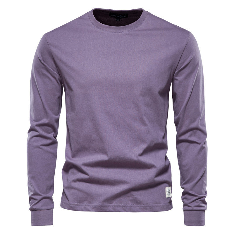 Men's Solid Color Long Sleeve Top Cotton T-Shirt