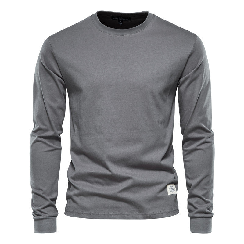 Men's Solid Color Long Sleeve Top Cotton T-Shirt