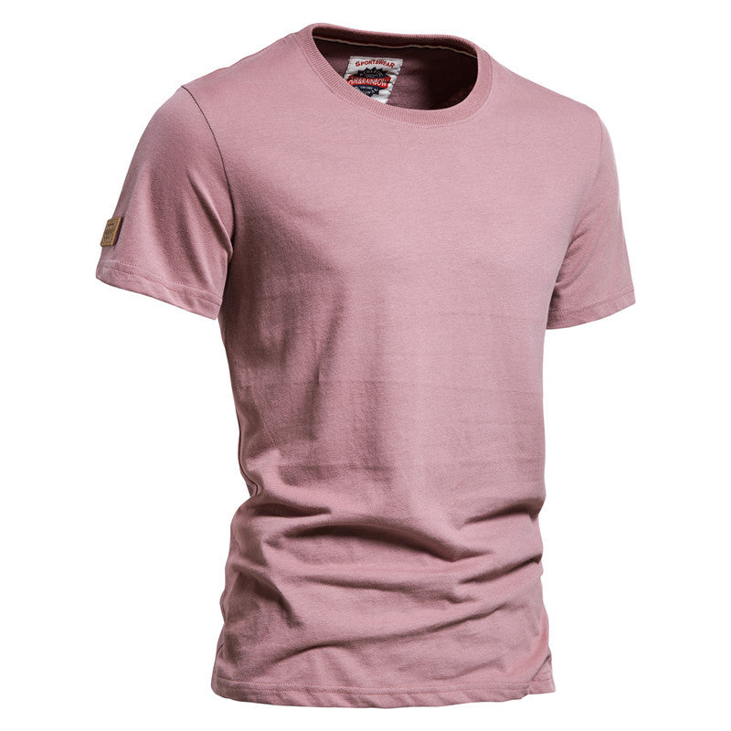 Men's Solid Color Cotton Brushed T-Shirts Casual Short Sleeve Quality Tops