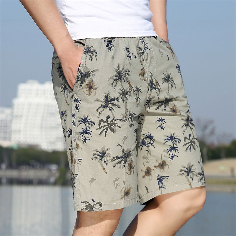 Men's Printed Overalls Shorts Outdoor Casual Five-point Beach Shorts