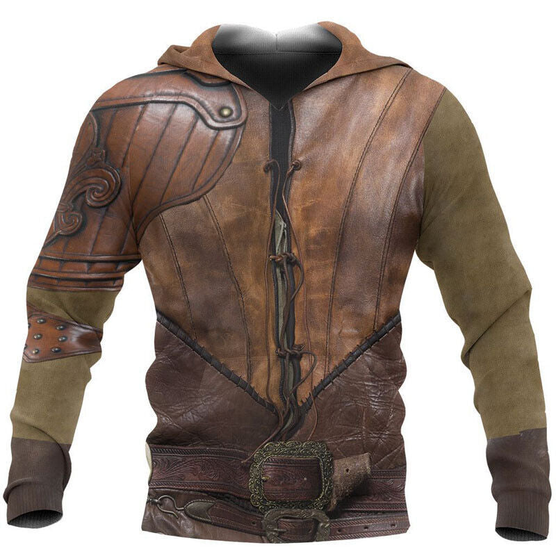 Men's 3D Digital Printing Viking Warrior Hoodies