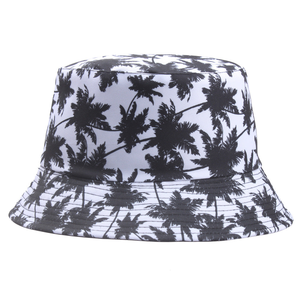 Maple Leaf Bucket Hat Print Coconut Tree Reversible Hat