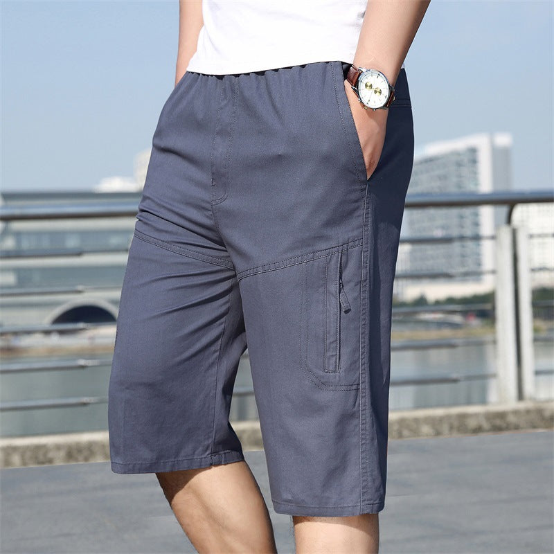 Men's Summer Elastic Pants Plus Size Tooling Pure Cotton Outdoor Casual Sports Shorts