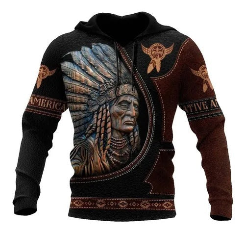 Men's Native American 3D Printing Hooded Coat Sports and Leisure Hoodies