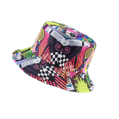 Graffiti Hat Male Nostalgic Classic Tape Pattern Double-sided Basin Hat