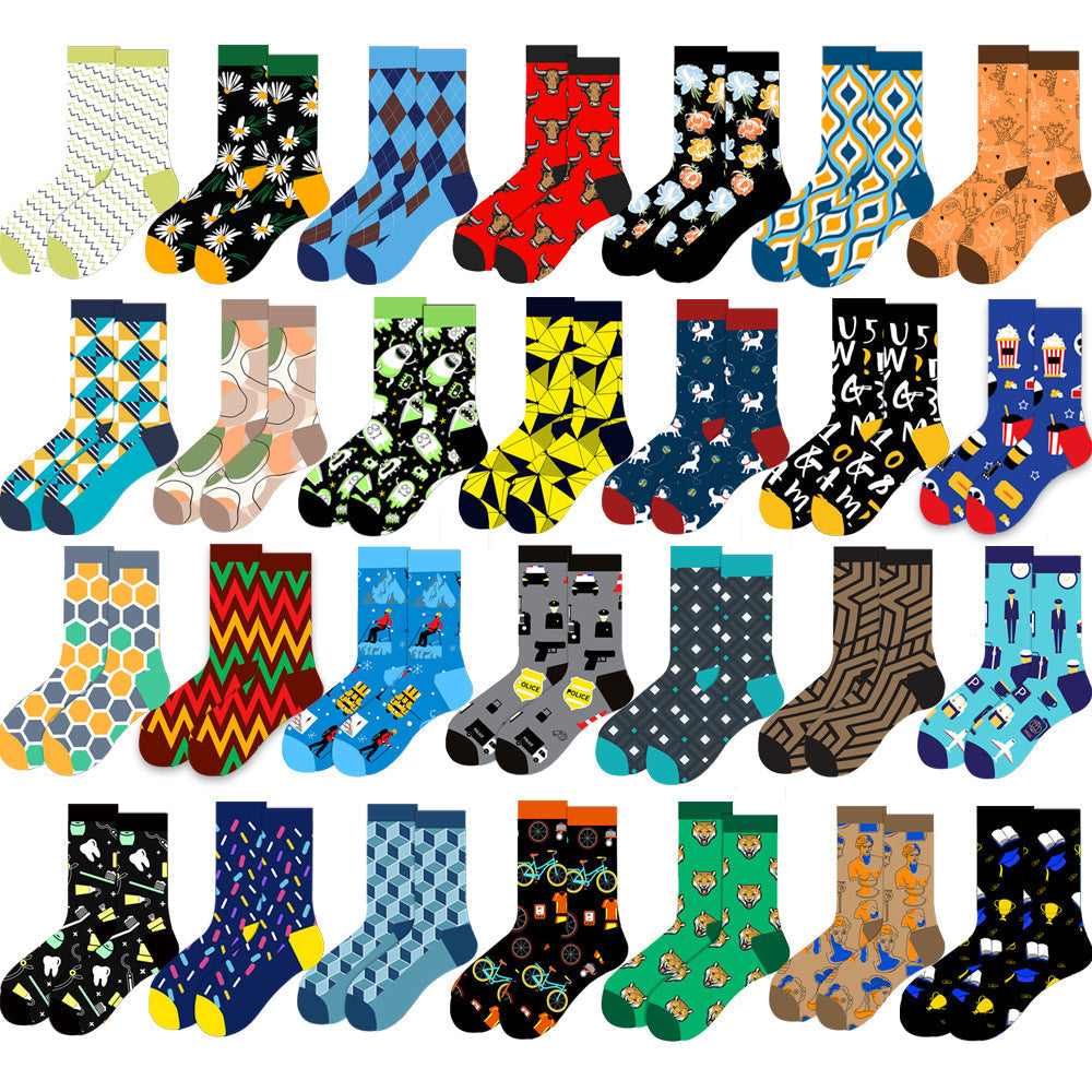 Literary Geometric Fashion Socks Animal Socks Creative Tube Socks