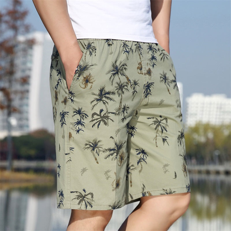 Men's Printed Overalls Shorts Outdoor Casual Five-point Beach Shorts