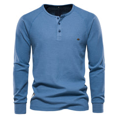 Men's Bottoming Shirt Henley Collar Long Sleeve T-Shirt