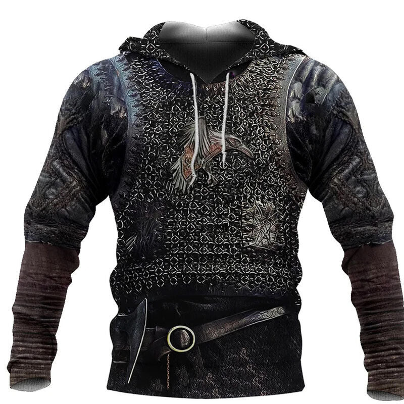 Men's 3D Digital Printing Viking Warrior Hoodies