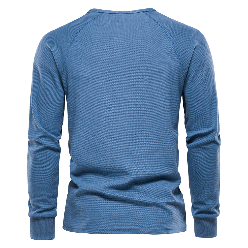 Men's Bottoming Shirt Henley Collar Long Sleeve T-Shirt