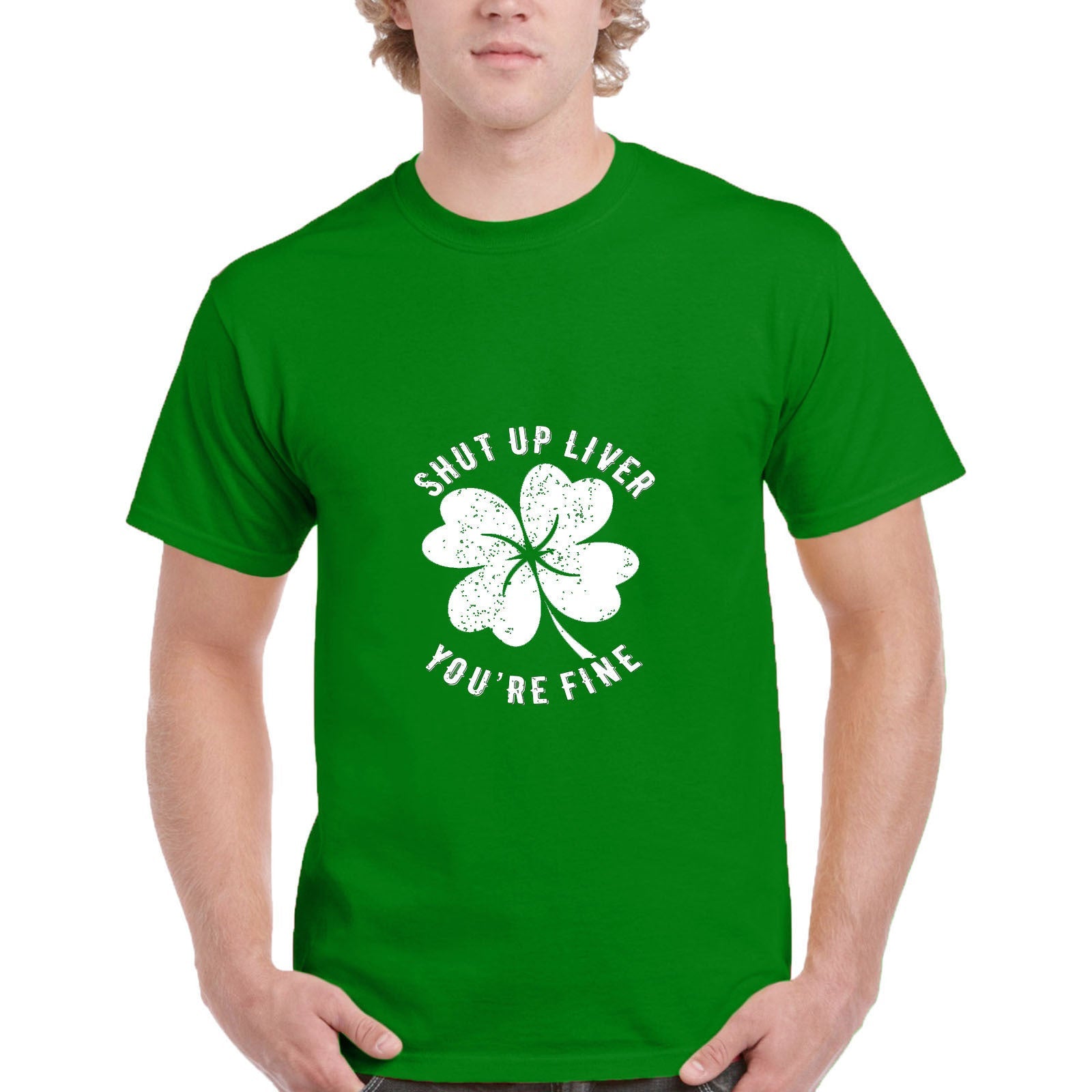 Men's St Patrick's Day Green Printing Short Sleeve Crew Neck T-shirt Top