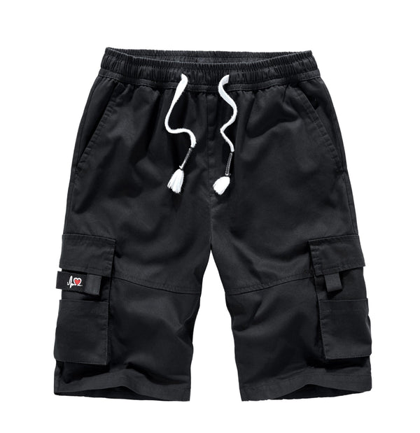 Summer Men's Cargo Shorts Loose Plus Size Men's Pure Cotton Cropped Pants Multi-Pocket Casual Shorts