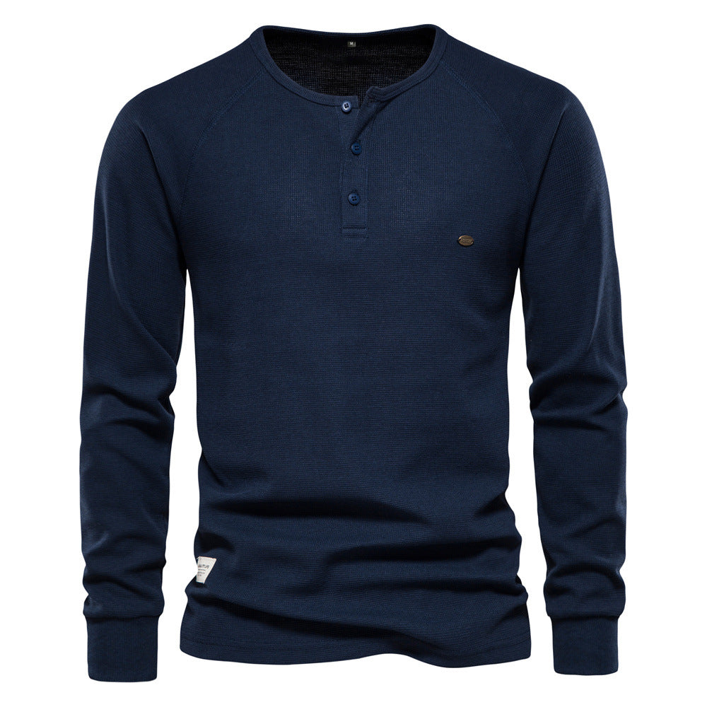 Men's Bottoming Shirt Henley Collar Long Sleeve T-Shirt