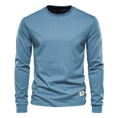 Men's Solid Color Long Sleeve Top Cotton T-Shirt