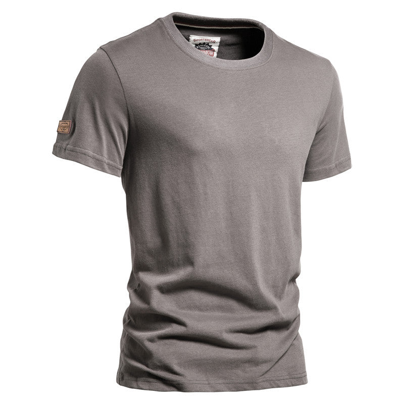 Men's Solid Color Cotton Brushed T-Shirts Casual Short Sleeve Quality Tops