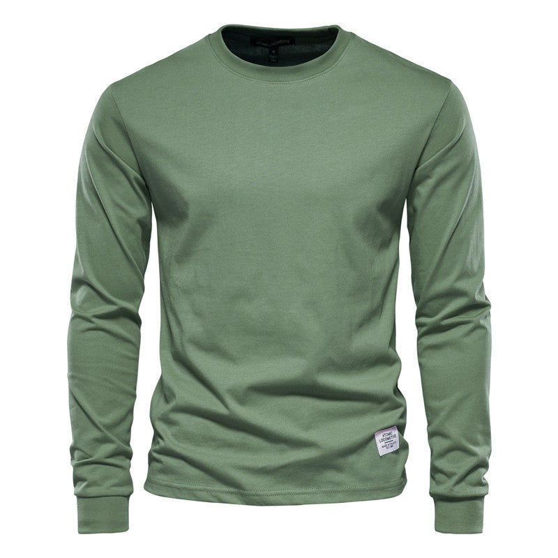 Men's Solid Color Long Sleeve Top Cotton T-Shirt