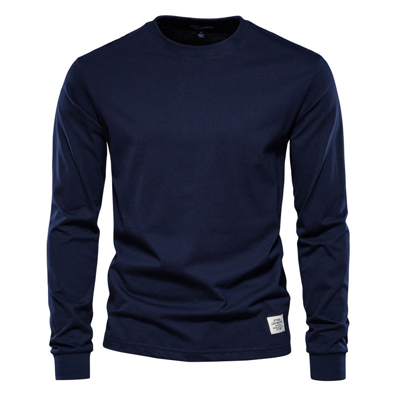 Men's Solid Color Long Sleeve Top Cotton T-Shirt