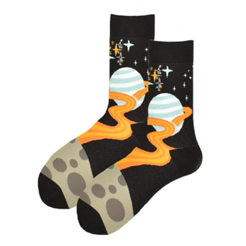 Personality Star Galaxy Universe Planet Tube Hip Hop Cotton Socks