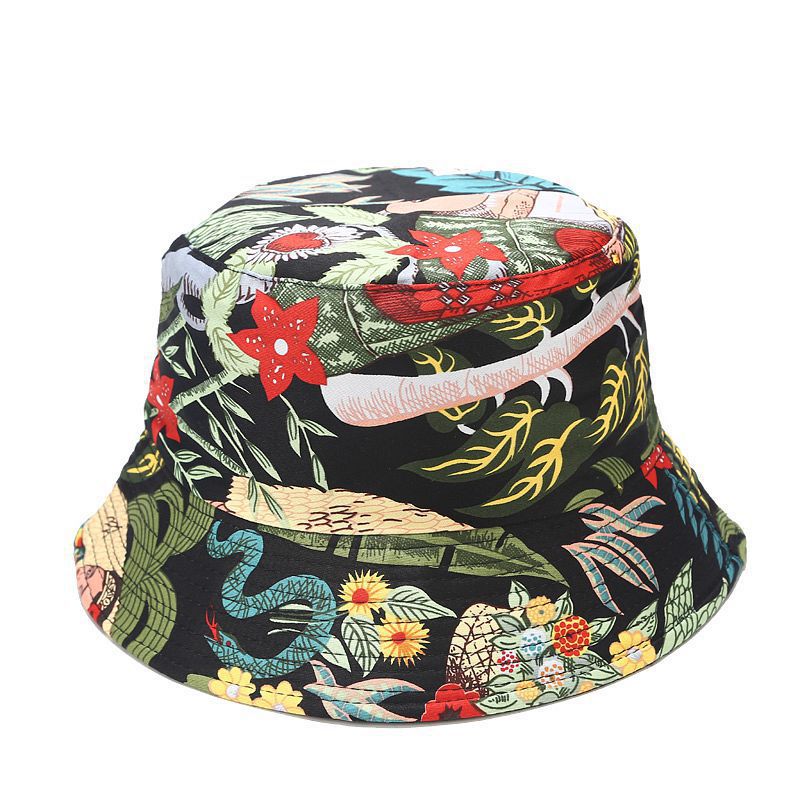 Printed Fisherman Hat Reversible Sun Visor Foldable Basin Hat