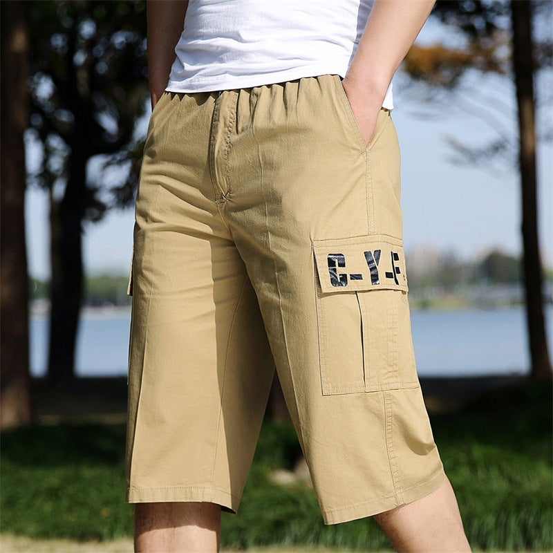 Men's Summer Casual Sports Capri Pants Pure Cotton Outdoor Overalls Shorts