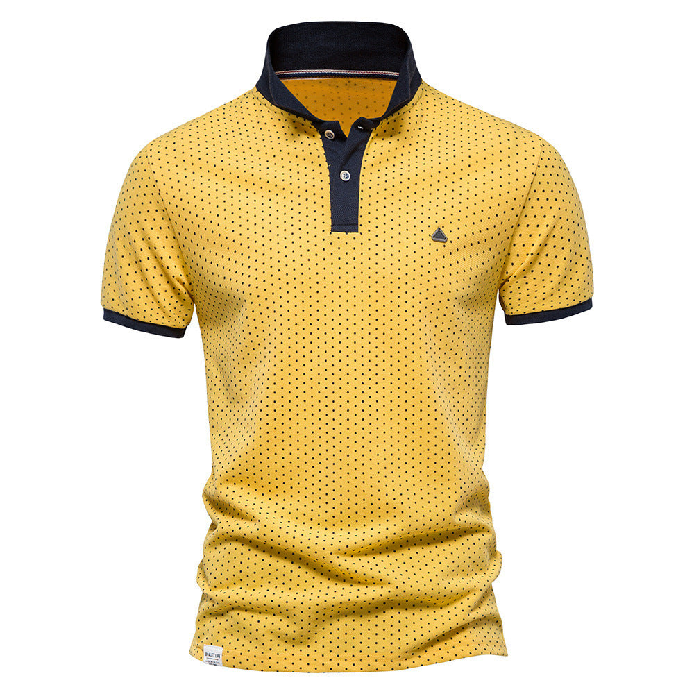 Men's Polka Dot Short Sleeve Polo Shirt