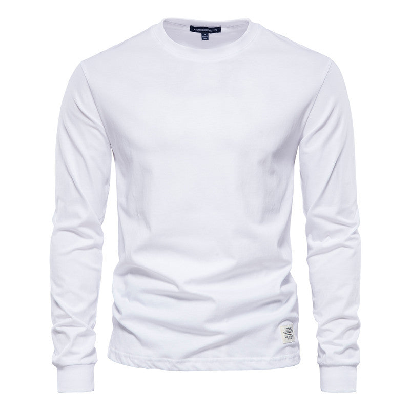 Men's Solid Color Long Sleeve Top Cotton T-Shirt