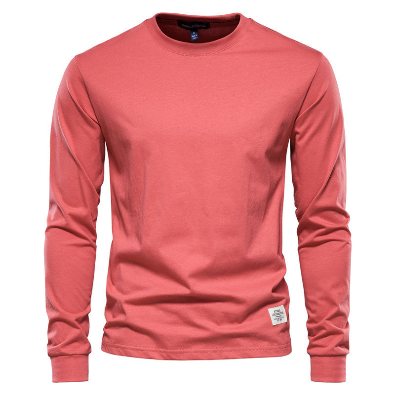 Men's Solid Color Long Sleeve Top Cotton T-Shirt