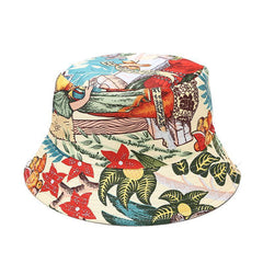 Printed Bucket Hat Reversible Wearing Sun Visor Foldable Hat